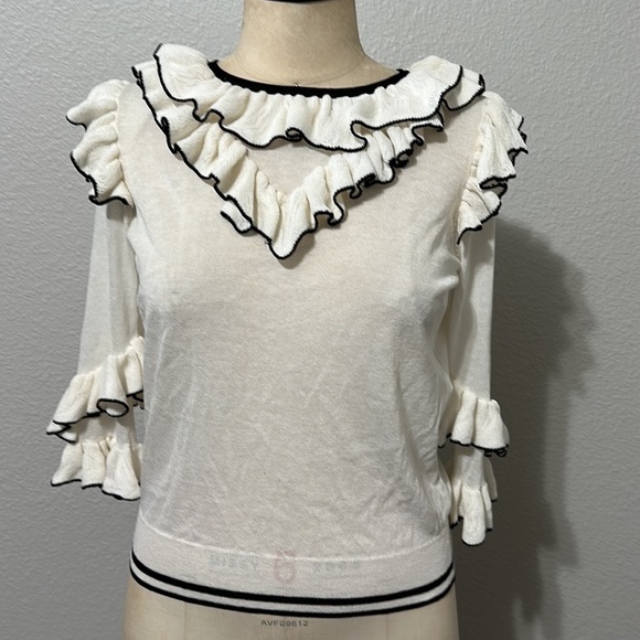 Maje Sweaters - Maje Moreno Sheer Tiered Ruffle Sweater. Size 1 = Size Small US